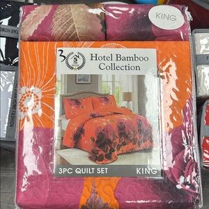 Orange and Pink 3PC Quilt Set